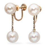 Vintage 18k Yellow Gold Pearl Drop Screw Back Earrings