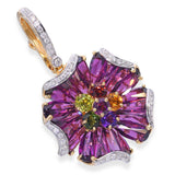 Bellarri 18k Yellow Gold Mademoiselle Flower Rhodolite & Diamond Pendant