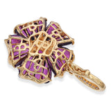 Bellarri 18k Yellow Gold Mademoiselle Flower Rhodolite & Diamond Pendant