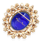 Antique 14k Yellow Gold French Portrait of Women Garnet and Pearl Brooch Pendant