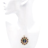 Antique 14k Yellow Gold French Portrait of Women Garnet and Pearl Brooch Pendant