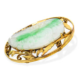 Vintage Yellow Gold Carved Moss in Snow Jade Forest Scene Slide Pendant