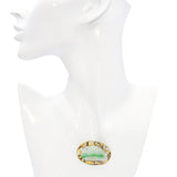 Vintage Yellow Gold Carved Moss in Snow Jade Forest Scene Slide Pendant