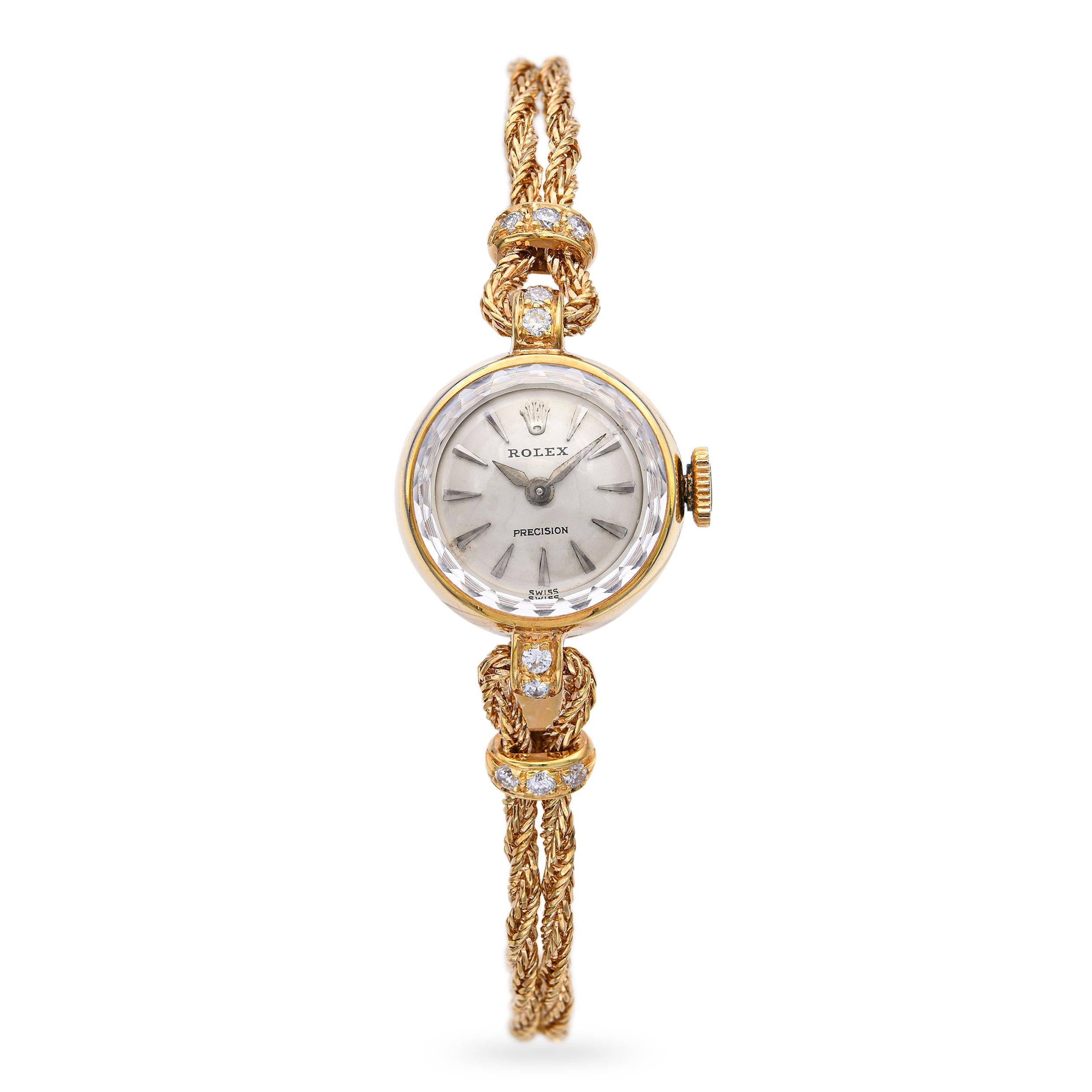 Vintage Rolex 18k Yellow Gold Diamond Hand Wind Cocktail Watch Ref. 9867