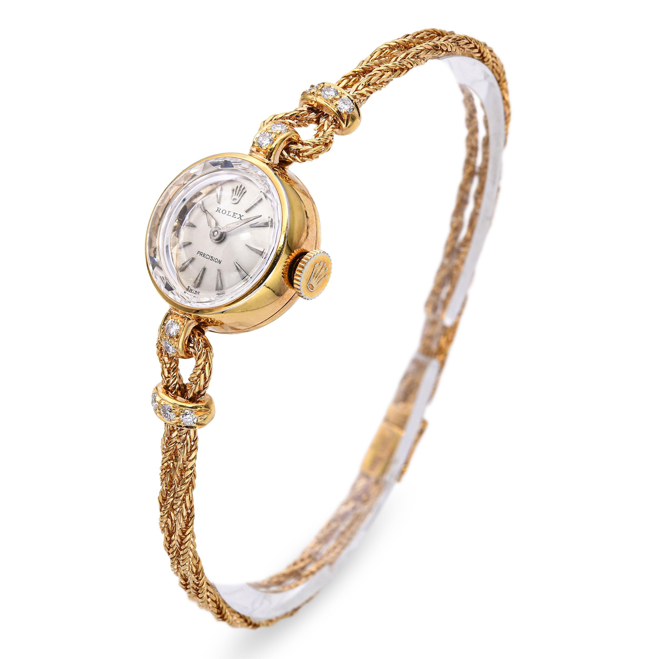 Vintage Rolex 18k Yellow Gold Diamond Hand Wind Cocktail Watch Ref. 9867