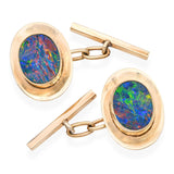 Vintage 9k Yellow Gold Opal Doublet Cufflinks
