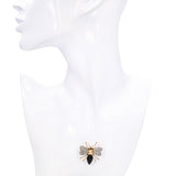 Vintage 18k Yellow Gold Diamond Ruby & Onyx Bee Brooch