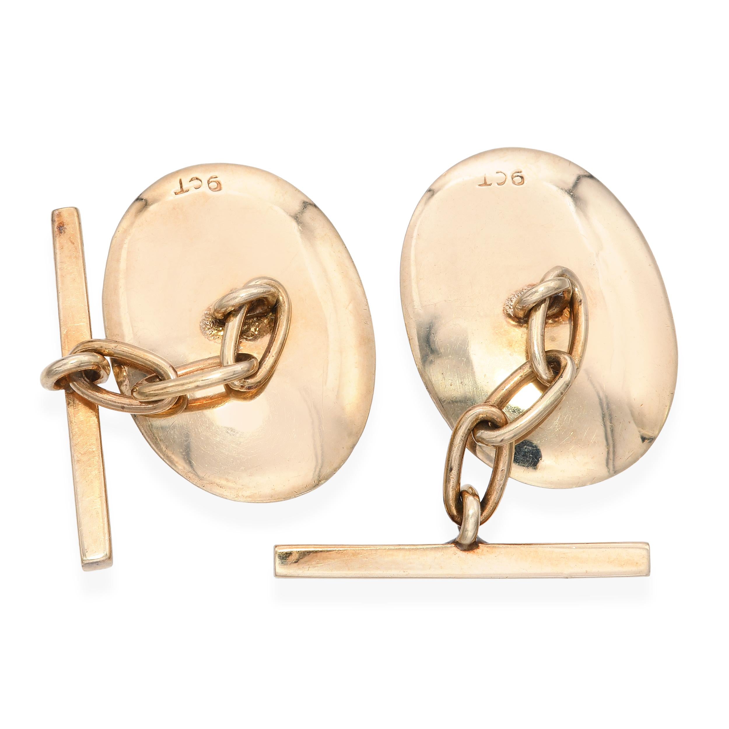 Vintage 9k Yellow Gold Opal Doublet Cufflinks