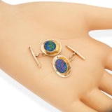 Vintage 9k Yellow Gold Opal Doublet Cufflinks