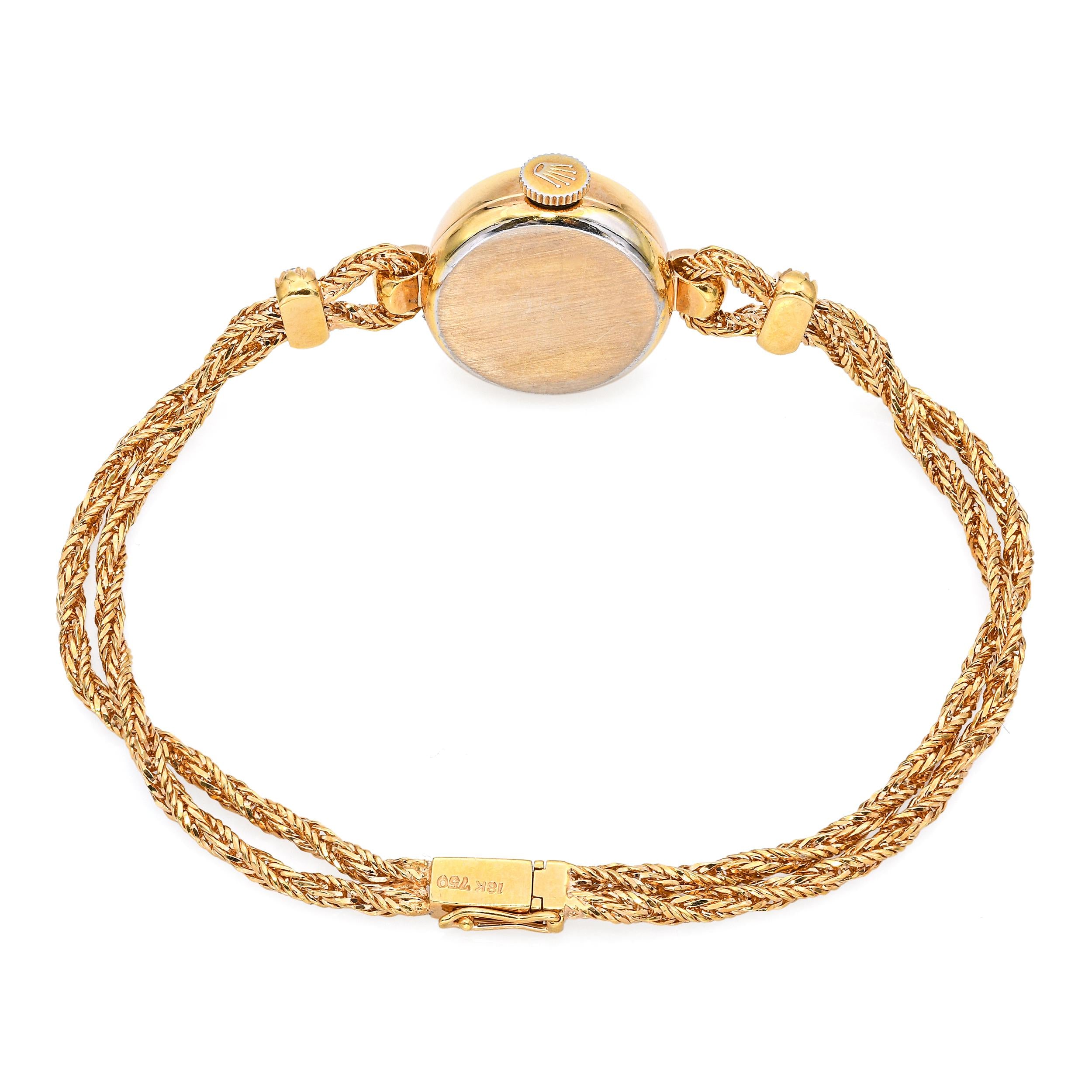 Vintage Rolex 18k Yellow Gold Diamond Hand Wind Cocktail Watch Ref. 9867