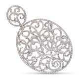 18k White Gold 4.85tcw H Si1 Diamond Pave Open Filigree Pendant