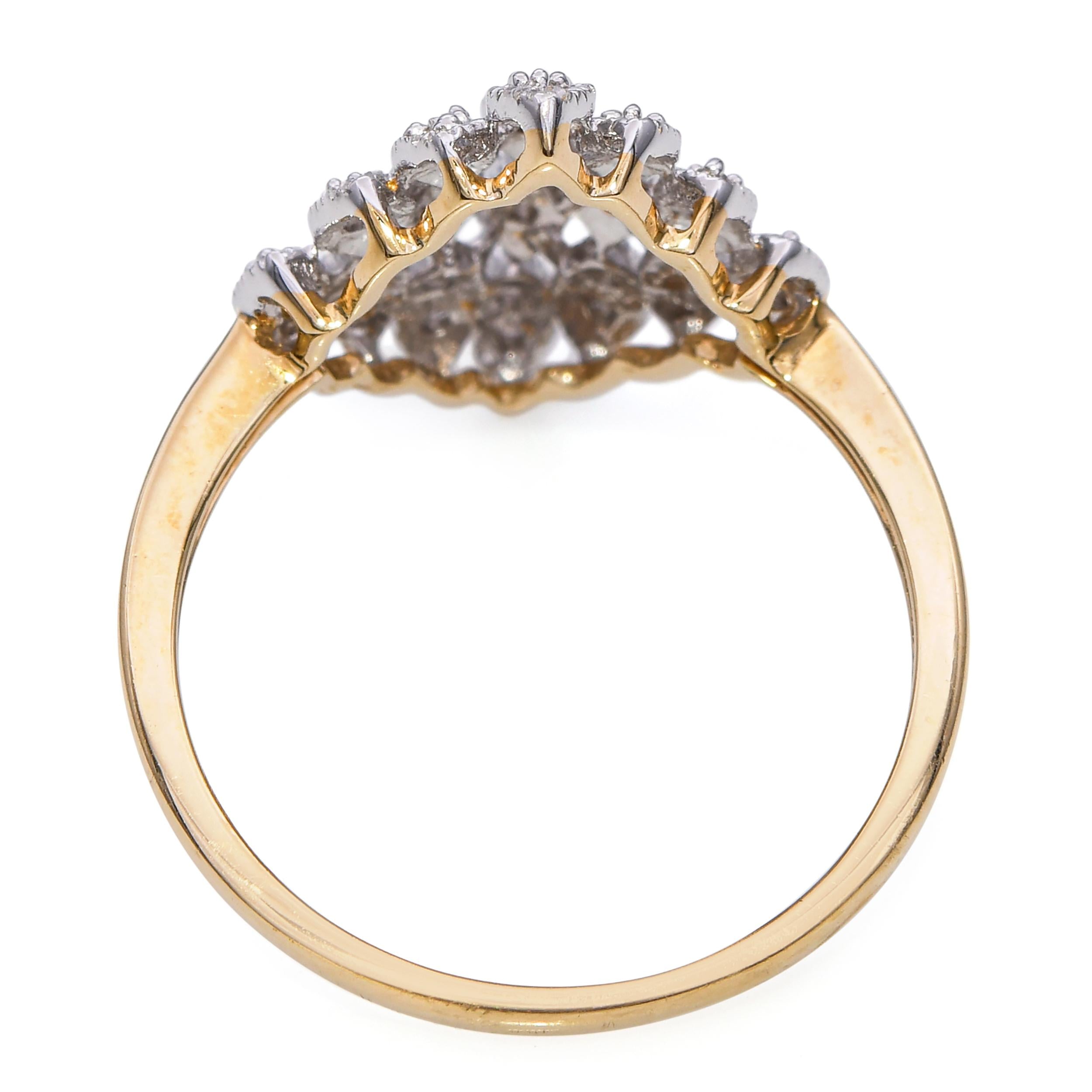 14k Yellow Gold Diamond Cluster Ring