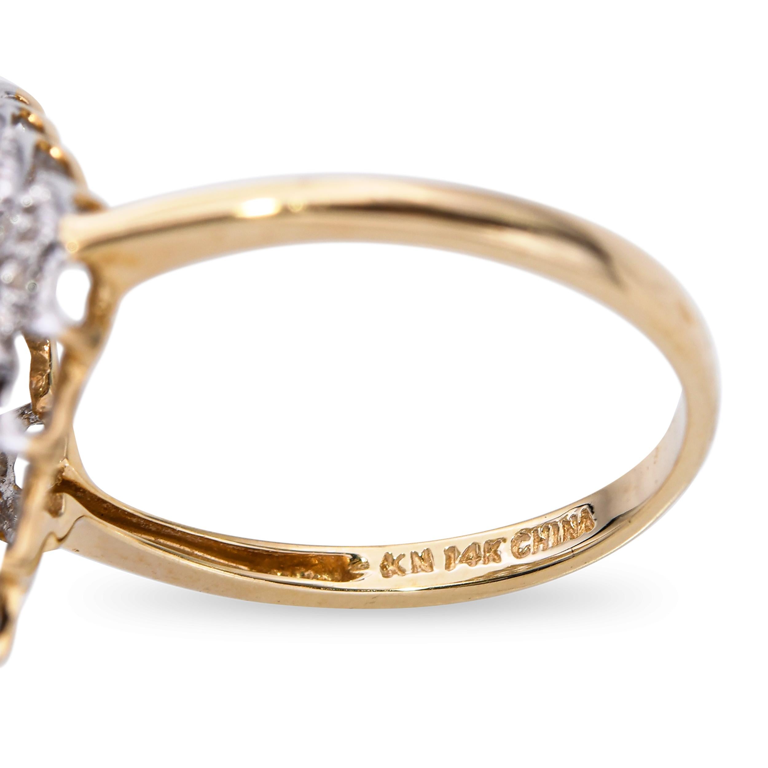 14k Yellow Gold Diamond Cluster Ring