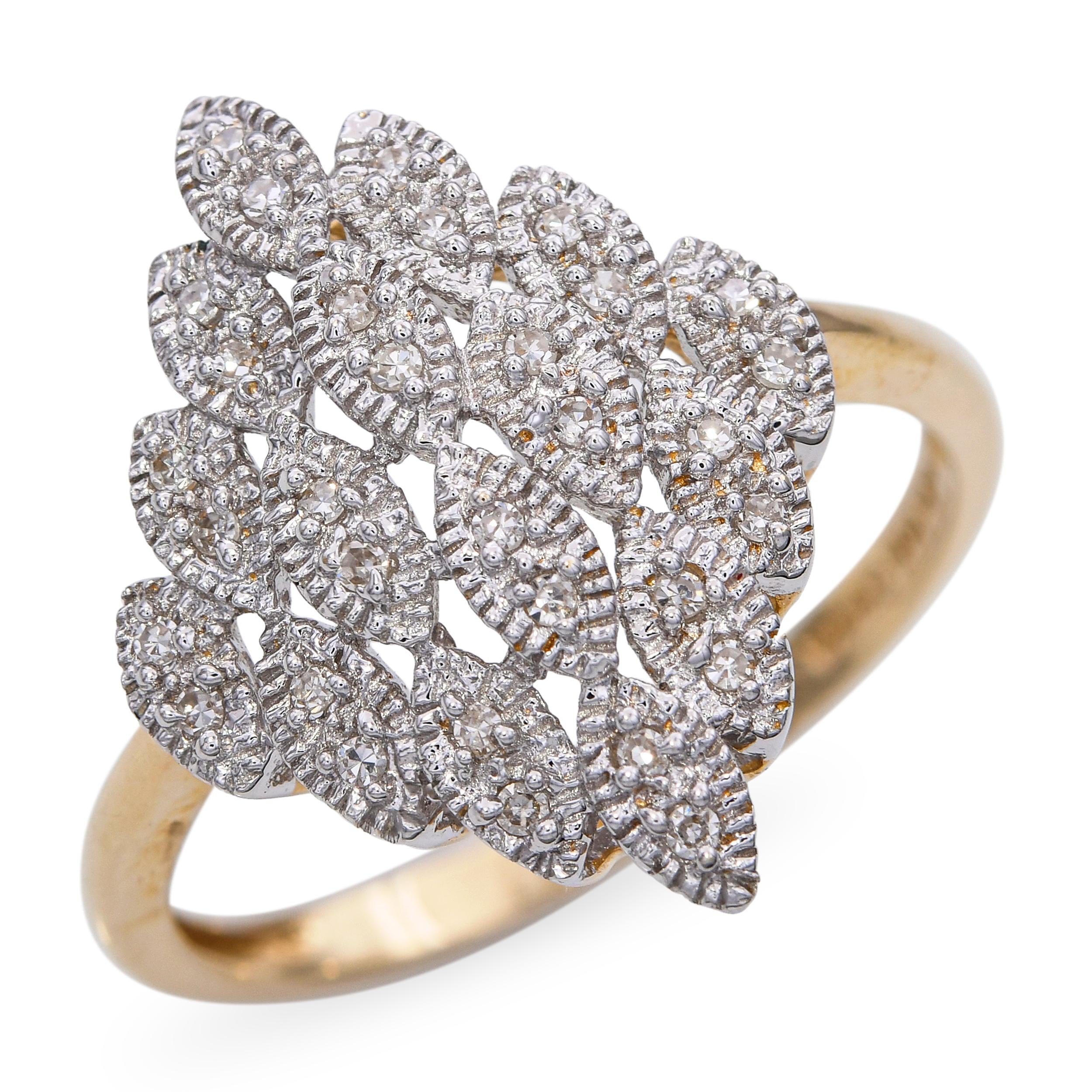 14k Yellow Gold Diamond Cluster Ring