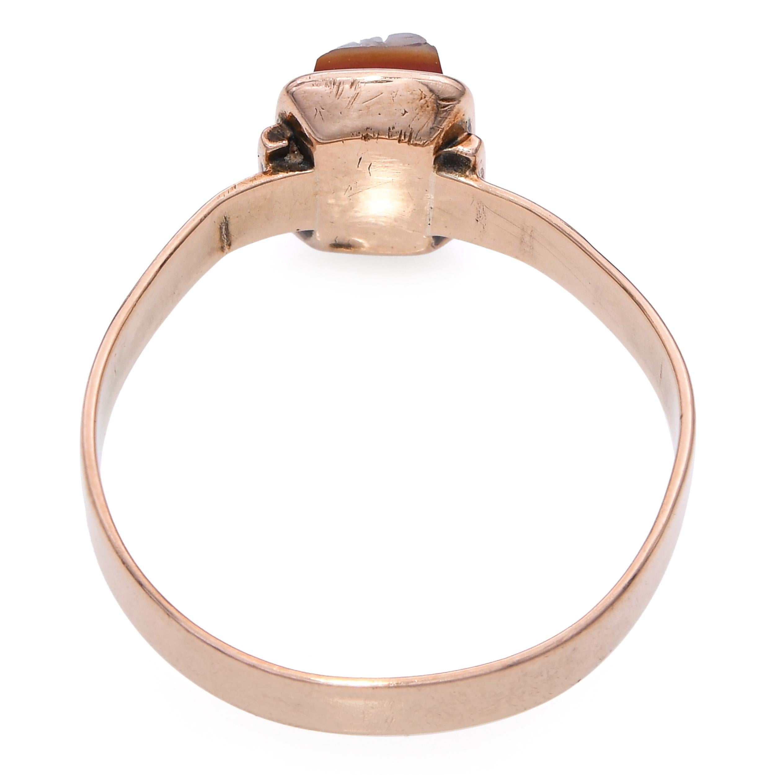 Antique 12k Yellow Gold Agate Hardstone Cameo Ring