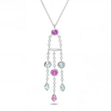 Tiffany & Co. 18k White Gold Tourmaline, Pink Sapphire Fringe Necklace