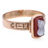 Antique 12k Yellow Gold Agate Hardstone Cameo Ring