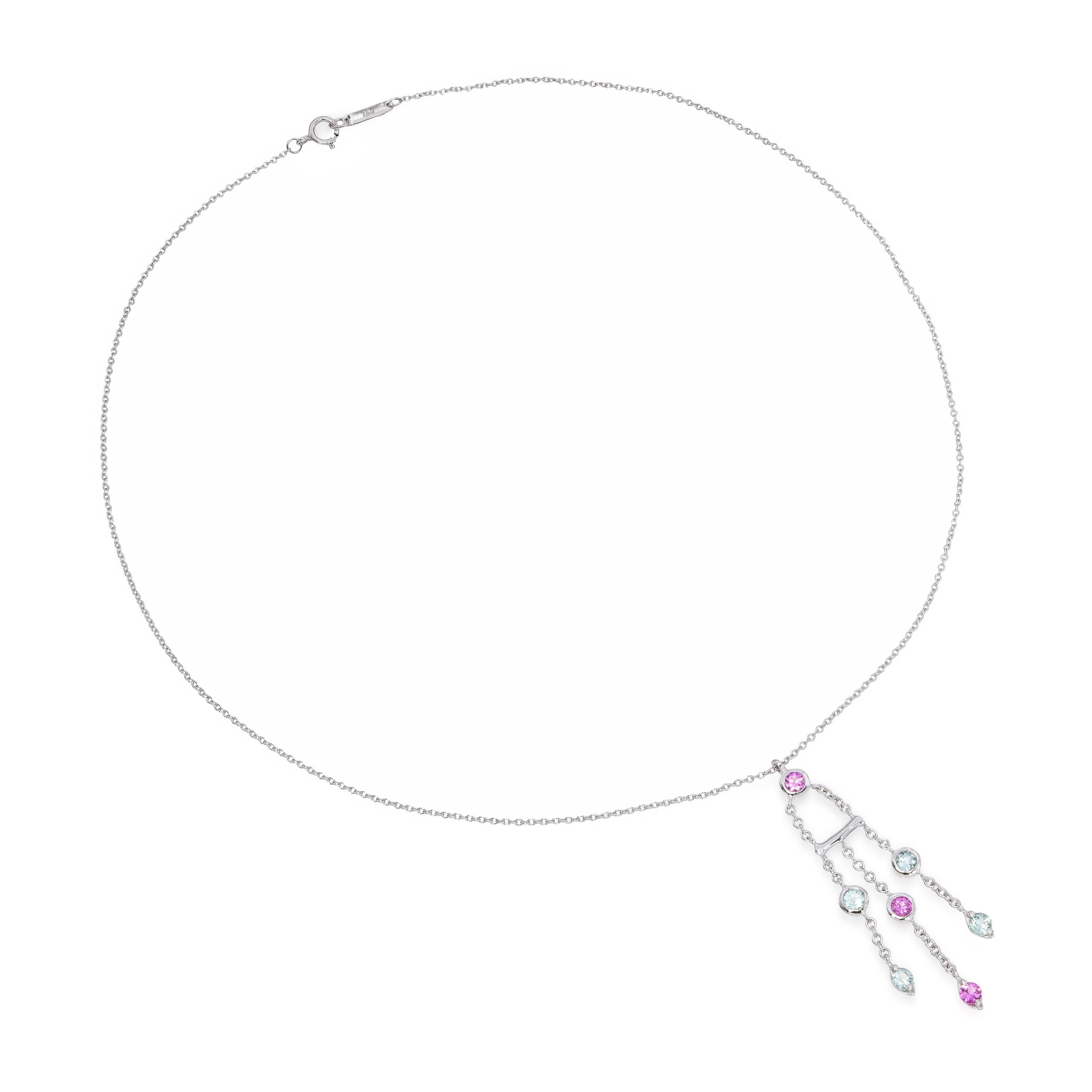 Tiffany & Co. 18k White Gold Tourmaline, Pink Sapphire Fringe Necklace