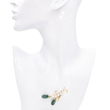 Vintage 14k Yellow Gold Jadeite and Pearl Feather Brooch