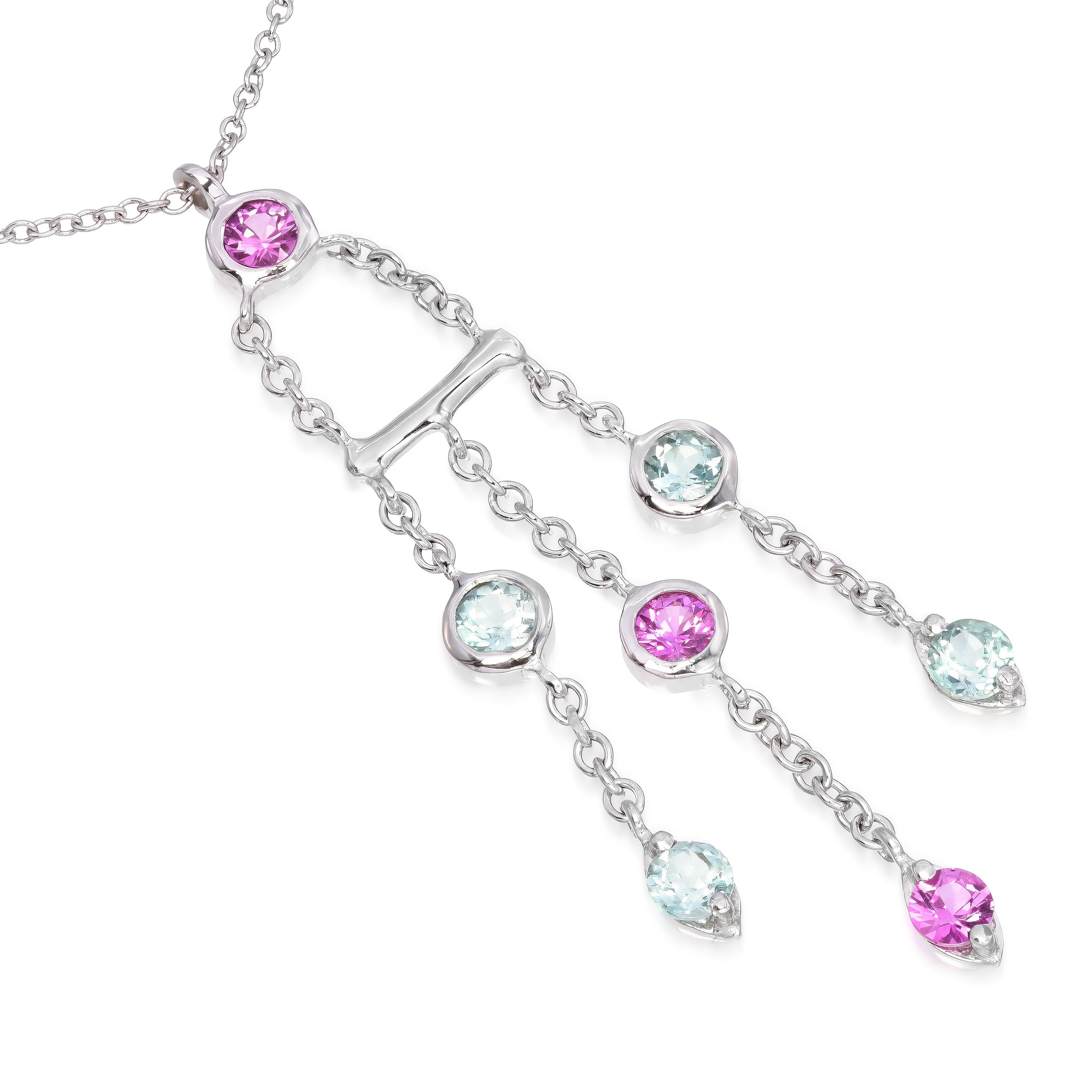 Tiffany & Co. 18k White Gold Tourmaline, Pink Sapphire Fringe Necklace