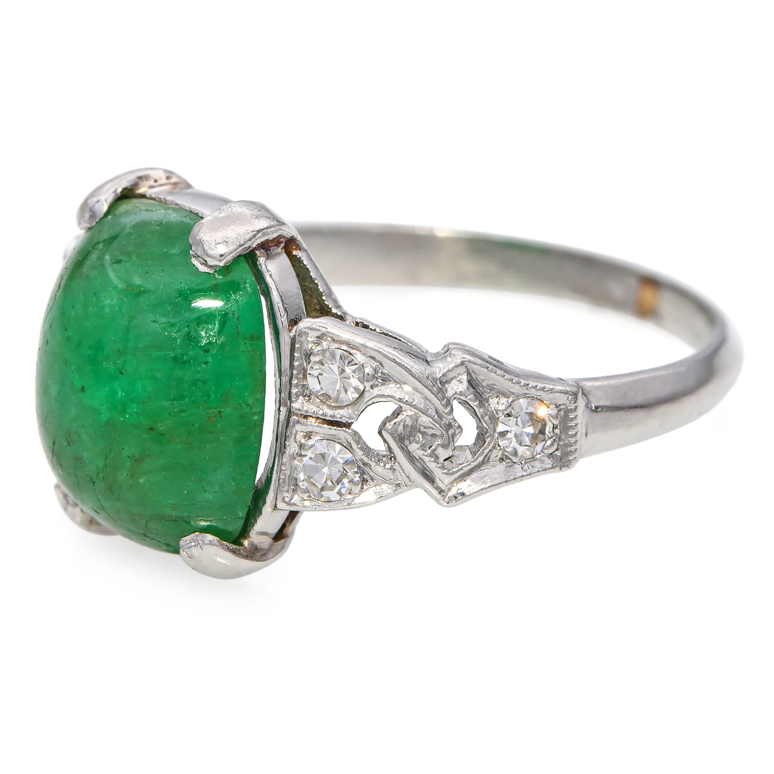 Platinum Art Deco 2.56ct Emerald and Diamond Ring