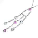 Tiffany & Co. 18k White Gold Tourmaline, Pink Sapphire Fringe Necklace