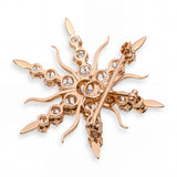 Antique Yellow Gold 2.46tcw Old Mine Cut Diamond Starburst Brooch