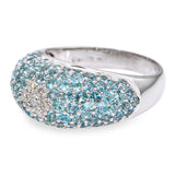 18K White Gold 2.5tcw Paraiba Tourmaline and Diamond Pavé Dome Ring