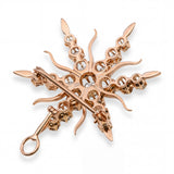 Antique Yellow Gold 2.46tcw Old Mine Cut Diamond Starburst Brooch