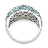 18K White Gold 2.5tcw Paraiba Tourmaline and Diamond Pavé Dome Ring