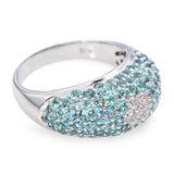 18K White Gold 2.5tcw Paraiba Tourmaline and Diamond Pavé Dome Ring