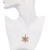Antique Yellow Gold 2.46tcw Old Mine Cut Diamond Starburst Brooch