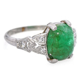 Platinum Art Deco 2.56ct Emerald and Diamond Ring