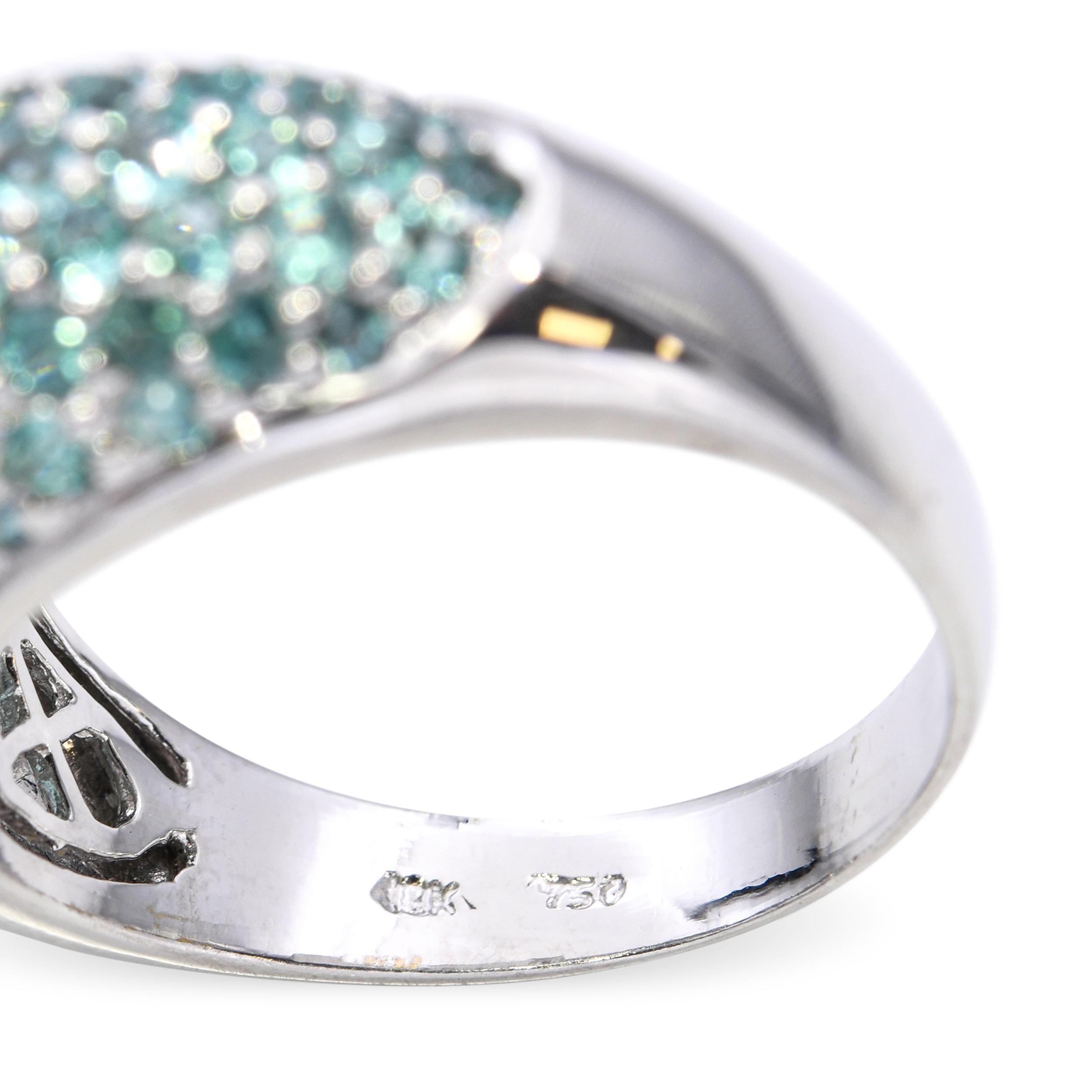 18K White Gold 2.5tcw Paraiba Tourmaline and Diamond Pavé Dome Ring