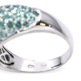 18K White Gold 2.5tcw Paraiba Tourmaline and Diamond Pavé Dome Ring