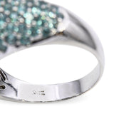 18K White Gold 2.5tcw Paraiba Tourmaline and Diamond Pavé Dome Ring