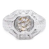 Art Deco 11k White Gold .57ct Old European Cut Diamond Ring