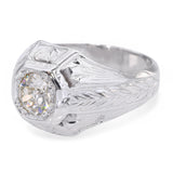 Art Deco 11k White Gold .57ct Old European Cut Diamond Ring
