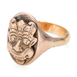 Vintage 14K Yellow Gold Asian Folklore Mask Figural Signet Ring
