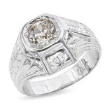 Art Deco 11k White Gold .57ct Old European Cut Diamond Ring