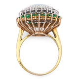 Vintage 18k Yellow Gold 9.35ct Australian Opal Diamond and Emerald Ring