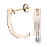 Vintage 14k Yellow Gold 0.93tcw Diamond Half Hoop Earrings
