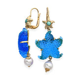 Tagliamonte 14k Yellow Gold Venetian Glass, Turquoise, & Pearl Starfish Earrings