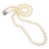 Vintage 14k White Gold Floral Clasp Pearl Strand Necklace