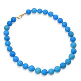 Vintage 19k Yellow Gold Persian Electric Blue Turquoise Bead Strand Necklace