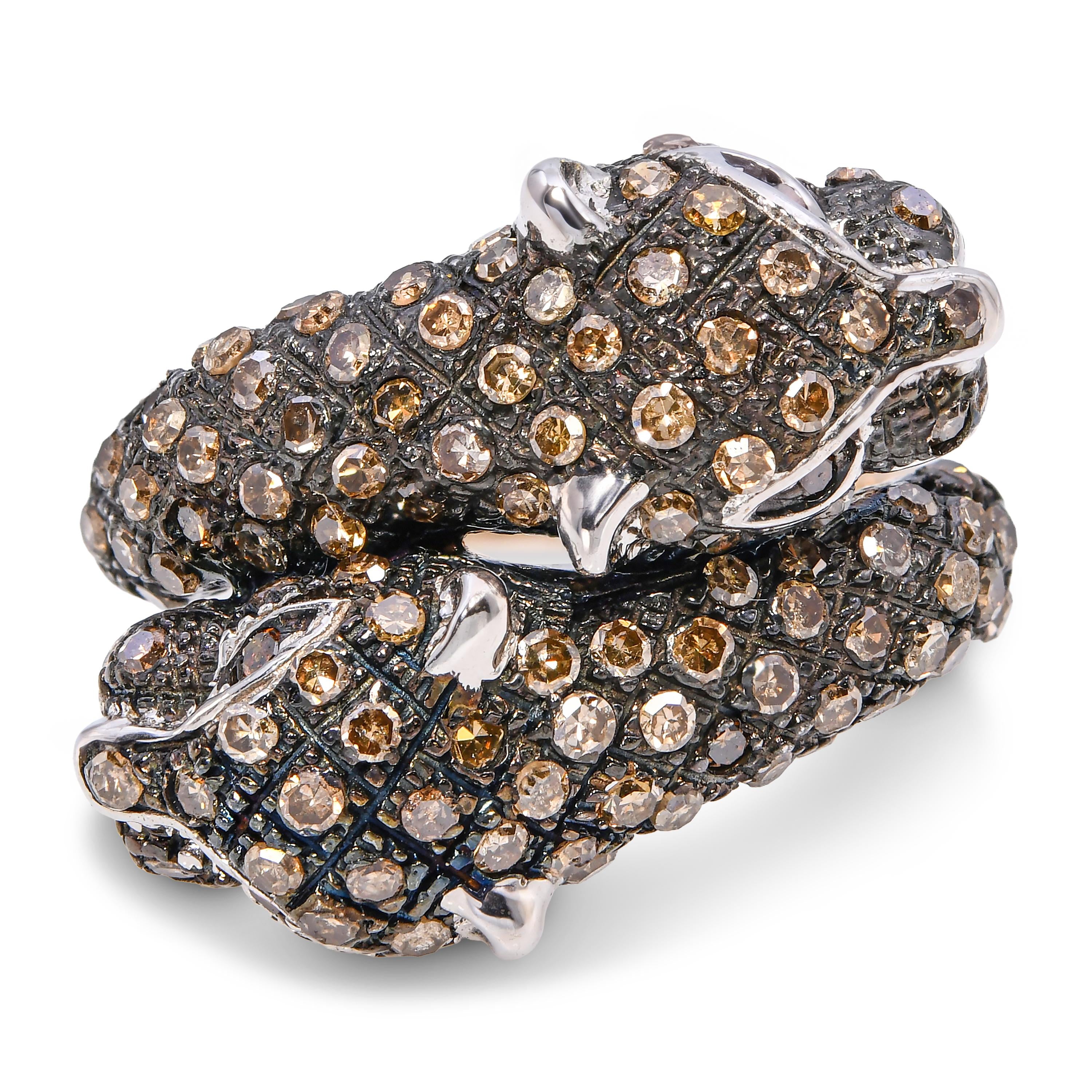 10k Yellow Gold Fancy Brown Diamond Panthere Ring