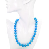 Vintage 19k Yellow Gold Persian Electric Blue Turquoise Bead Strand Necklace