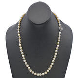 Vintage 14k White Gold Floral Clasp Pearl Strand Necklace