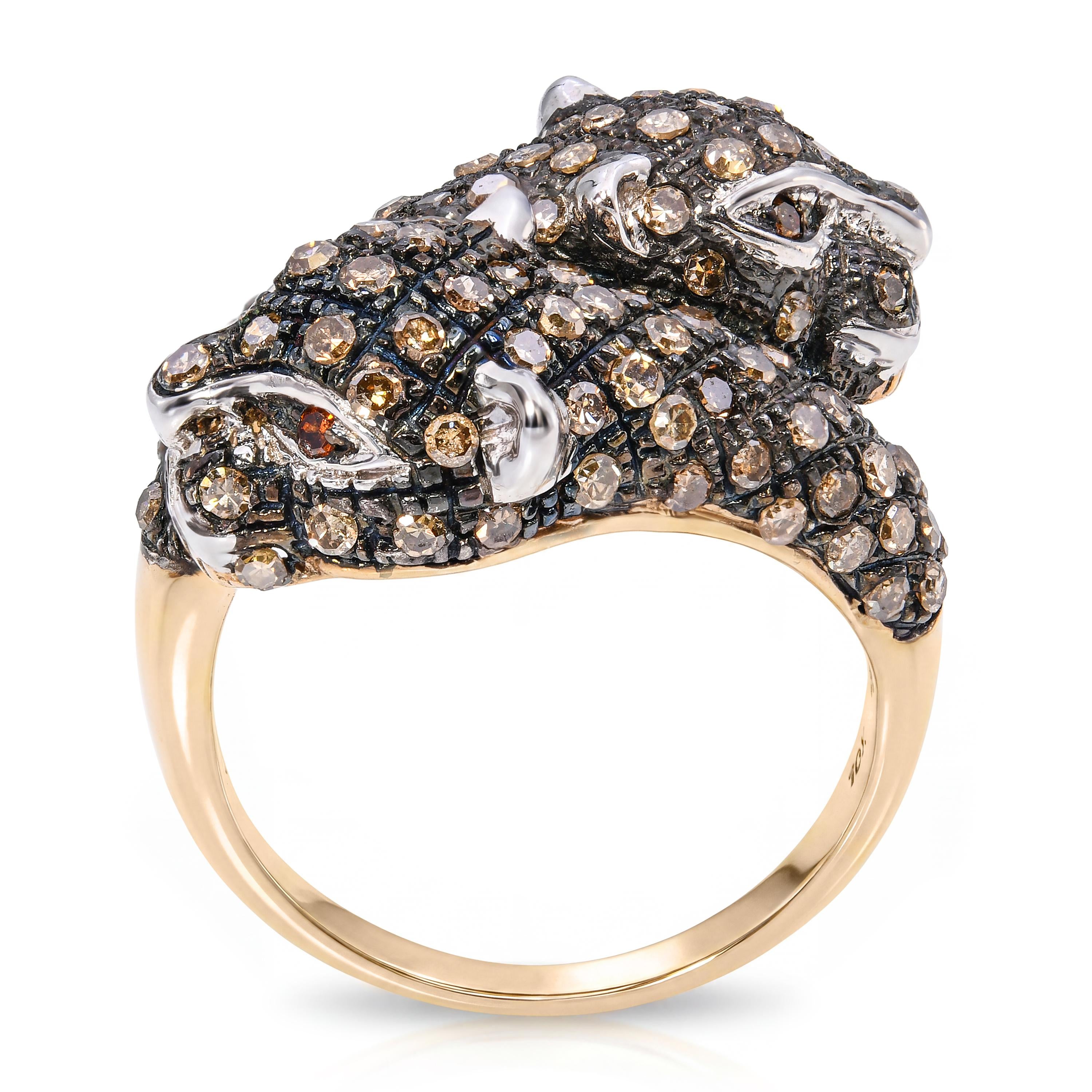 10k Yellow Gold Fancy Brown Diamond Panthere Ring