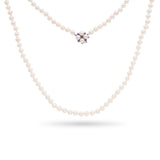 Vintage White Gold Pink Sapphire & Pearl Strand Necklace